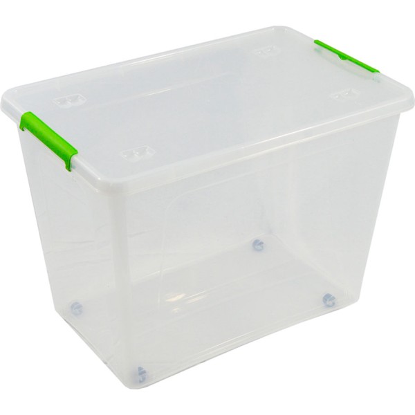 Caja transparente multiusos con ruedas 60 l, 58,5 x 39 x 42 cm